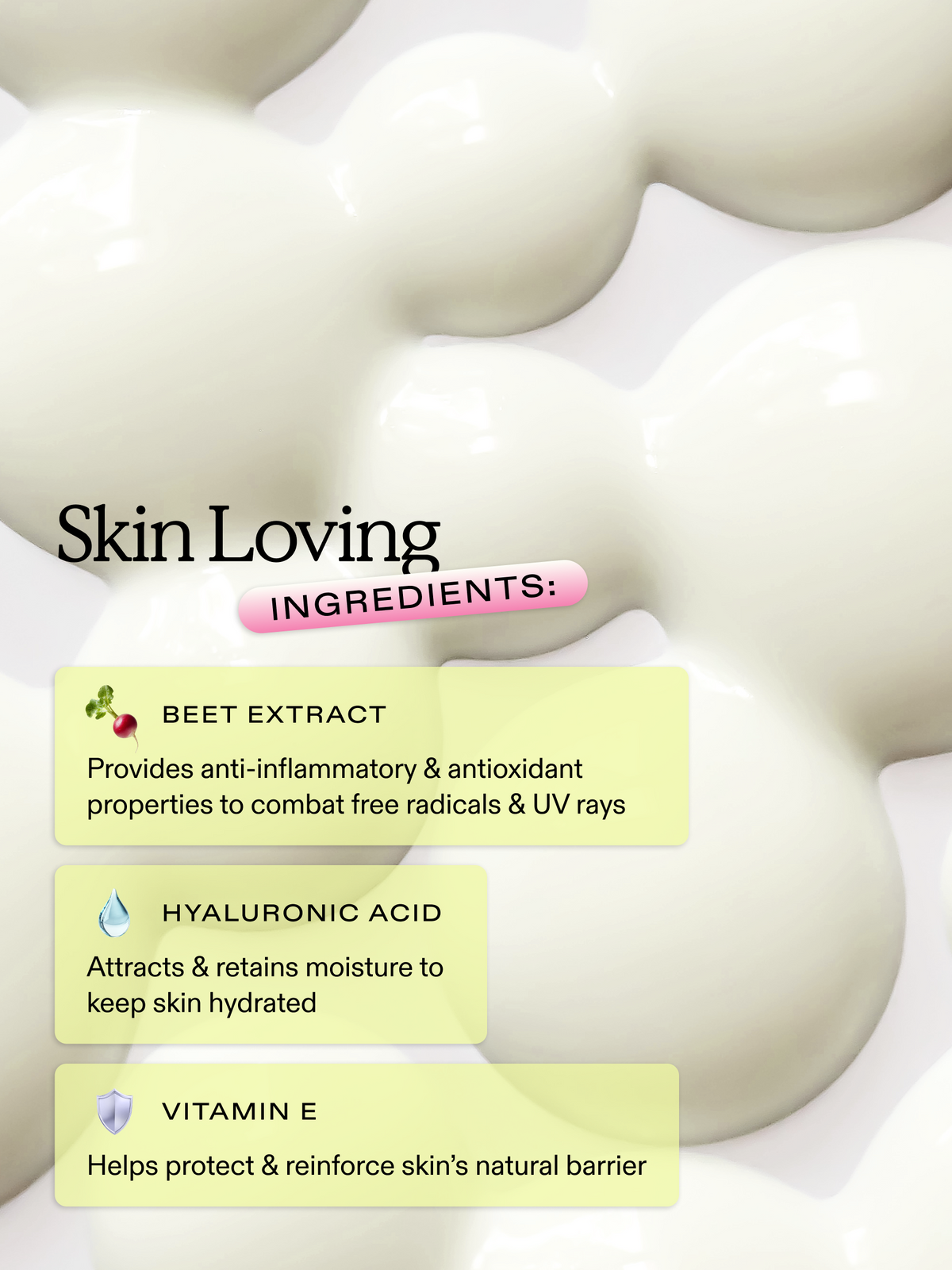 Beet The Sun SPF 40 is formulated with skin loving ingredients like beet extract, hyaluronic acid, and vitamin E